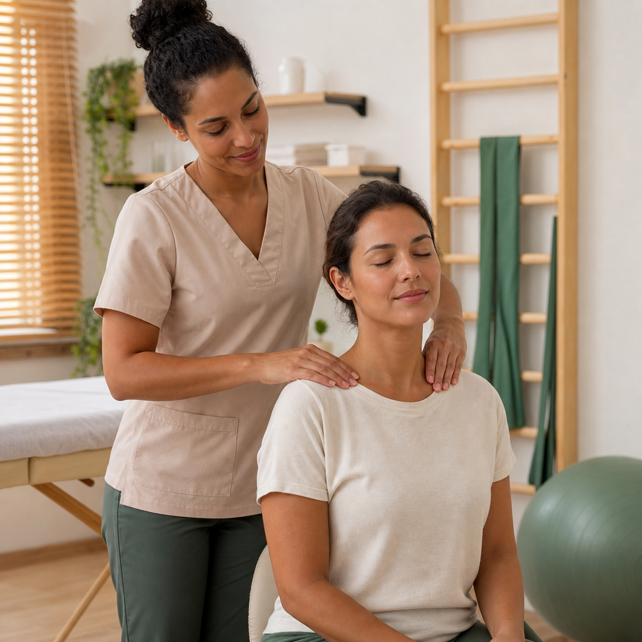 Sessão de massagem terapêutica e reabilitação na Clínica Luchetti.
